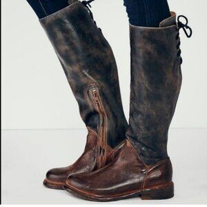 Rare! Bed Stu Manchester Two Tone Knee High Distressed Leather Riding Boots
